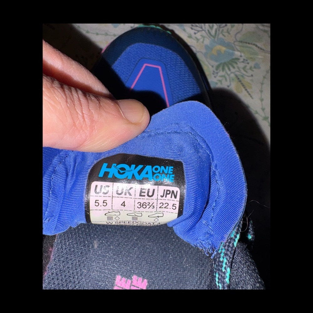 Hoka One One Vibrant Blue and Pink Athletic Shoes - Picture 4 of 4